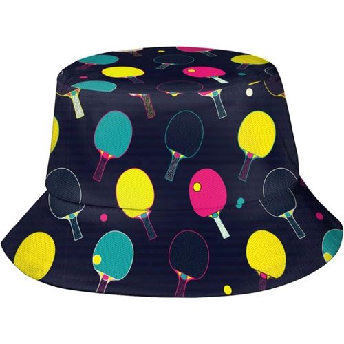 Balles Et Palettes De Ping-Pong Colorées, Chapeaux Seau, Casquette De Soleil À La Mode, Chapeau De Pêcheur D'extérieur Pliable Pour Femmes Et Hommes