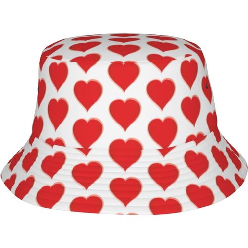 Chapeaux Seau En Forme De C¿Ur Mignon Pour La Saint-Valentin, Casquette De Soleil À La Mode, Chapeau De Pêcheur D'extérieur Pliable Pour Femmes Et Hommes, Noir