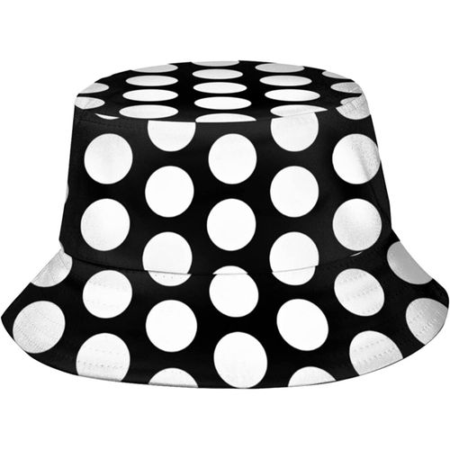 Chapeaux Seau À Motif À Pois Noirs Et Blancs, Casquette De Soleil À La Mode, Chapeau De Pêcheur D'extérieur Pliable Pour Femmes Et Hommes