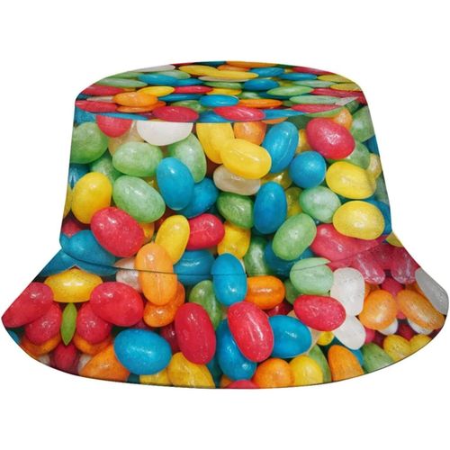 Jelly Bean Bonbons Chapeaux Seau Colorés Mode Casquette De Soleil Emballable Chapeau De Pêcheur En Plein Air Pour Femmes Et Hommes