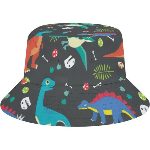 Chapeau De Plage À Motif De Dinosaure Pour Bébé, Chapeau Seau Pour Adultes, Casquette De Pêcheur De Pêche, Imprimé De Voyage