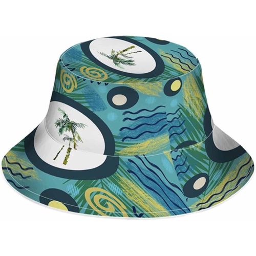 Chapeau De Pêcheur Fluorescent, Chapeau De Soleil, Exotique, Été, Palmier Tropical, Cercle Artistique, Vagues, Pliable, Pour L'extérieur, Unisexe