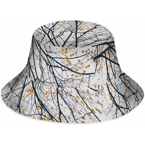 Chapeau De Pêcheur Fluorescent, Chapeau De Soleil, Arbre Coloré, Branche D'herbe, Points De Rêve, Jaune, Pliable, Pour L'extérieur, Unisexe