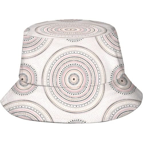 Chapeaux Seau Mandala À Pois Et Traits Roses Et Gris, Casquette De Soleil À La Mode, Chapeau De Pêcheur D'extérieur Pliable Pour Femmes Et Hommes