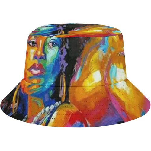Chapeau Seau De Plage Pour Couple D'amoureux Afro-Américains, Pour Adultes, Casquette De Pêcheur De Pêche, Chapeaux De Soleil Imprimés De Voyage Pliables