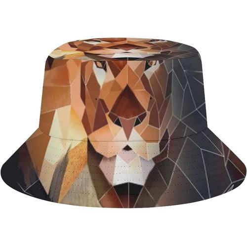 Chapeau De Seau De Plage Pour Adultes, Tête De Lion Abstraite, Casquette De Pêcheur De Pêche, Chapeaux De Soleil Imprimés De Voyage Pliables
