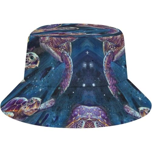 Chapeau De Plage En Forme De Tortue De Mer Aquarelle Pour Adultes, Casquette De Soleil De Pêcheur, Impression De Voyage