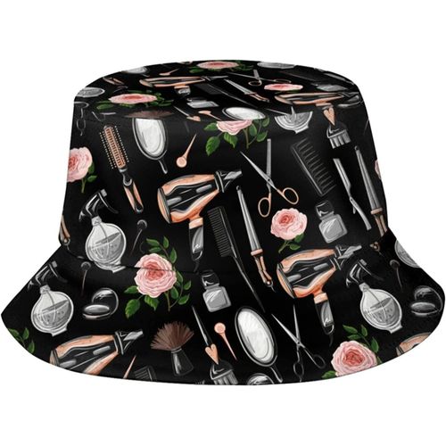 Ciseaux De Coiffeur Peigne Coiffeur Coiffeur Chapeaux De Seau Mode Casquette De Soleil Pliable Chapeau De Pêcheur En Plein Air Pour Femmes Et Hommes Noir