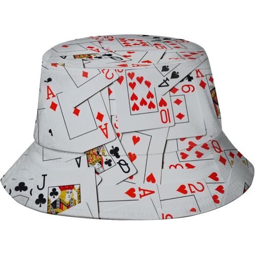 Jeu De Cartes À Jouer Éparpillées, Chapeaux Seau À La Mode, Casquette De Soleil Pliable, Chapeau De Pêcheur D'extérieur Pour Femmes Et Hommes, Noir