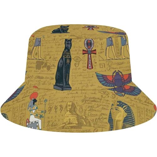 Chapeau Seau De Plage Pour Adultes, Dieux Anciens De L'egypte, Casquette De Pêcheur De Pêche, Chapeaux De Soleil Imprimés De Voyage Pliables