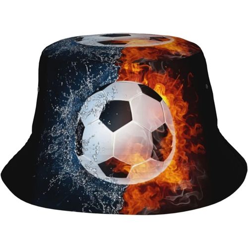 Chapeaux De Seau De Ballon De Football De Feu D'eau, Casquette De Soleil À La Mode, Chapeau De Pêcheur D'extérieur Pliable Pour Femmes Et Hommes