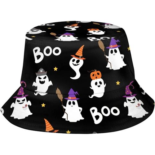 Chapeaux Seau Halloween Witch Ghost Boo, Casquette De Soleil Tendance, Chapeau De Pêcheur D'extérieur Pliable Pour Femmes Et Hommes, Noir