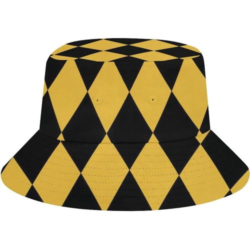 Chapeau Seau De Plage Pour Adultes, Diamant Noir Et Blanc, Casquette De Pêcheur De Pêche, Chapeaux De Soleil Imprimés De Voyage Pliables