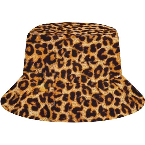 Chapeau Seau De Plage Imprimé Léopard Animal Pour Adultes, Casquette De Pêcheur De Pêche, Chapeaux De Soleil Imprimés De Voyage Pliables