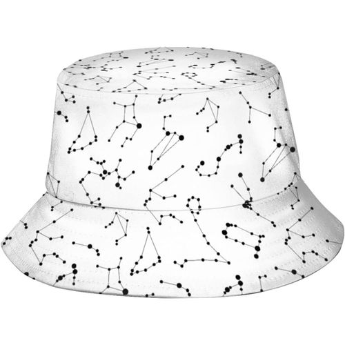 Chapeaux Seau À Motif Constellation, Casquette De Soleil À La Mode, Chapeau De Pêcheur D'extérieur Pliable Pour Femmes Et Hommes, Noir