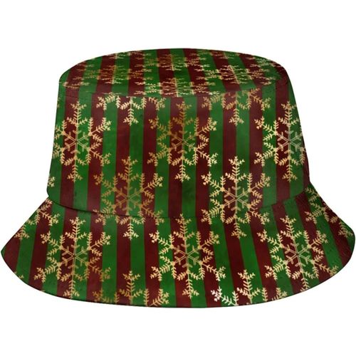 Chapeaux Seau De Noël À Rayures Rouges Et Vertes, Casquette De Soleil À La Mode, Chapeau De Pêcheur D'extérieur Pliable Pour Femmes Et Hommes