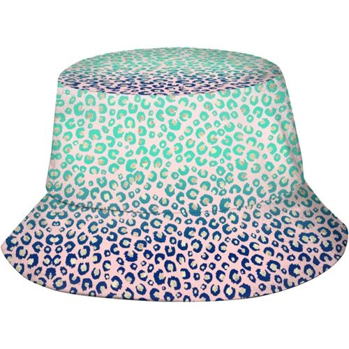 Chapeaux Seau Imprimé Léopard Doré, Bleu Menthe Dégradé Rose, Casquette De Soleil À La Mode, Chapeau De Pêcheur D'extérieur Pliable Pour Femmes Et Hommes