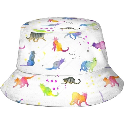 Acuarela Chapeaux Seau En Forme De Chat - Casquette De Soleil Tendance - Chapeau De Pêcheur D'extérieur Pliable Pour Femmes Et Hommes - Noir