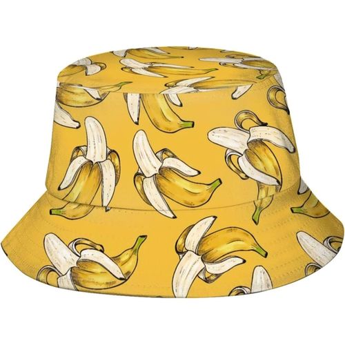 Sweet Bananas Chapeaux Seau Mode Casquette De Soleil Pliable Chapeau De Pêcheur En Plein Air Pour Femmes Et Hommes Noir
