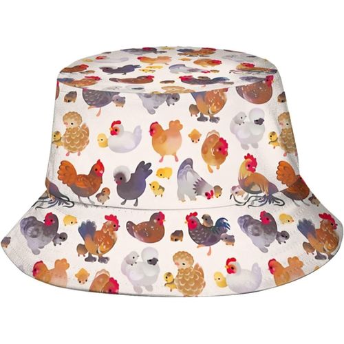 Chapeaux De Seau De Poulet Et De Poussin, Casquette De Soleil À La Mode, Chapeau De Pêcheur D'extérieur Pliable Pour Femmes Et Hommes, Noir