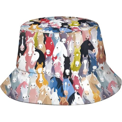Chapeaux De Seau De Chevaux Colorés, Casquette De Soleil À La Mode, Chapeau De Pêcheur D'extérieur Pliable Pour Femmes Et Hommes