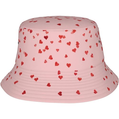 Chapeaux Seau Rouges Et Blancs Pour La Saint-Valentin, Casquette De Soleil À La Mode, Chapeau De Pêcheur D'extérieur Pliable Pour Femmes Et Hommes