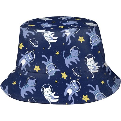 Chapeaux Seau D'astronaute Pour Chat, Casquette De Soleil Tendance, Chapeau De Pêcheur D'extérieur Pliable Pour Femmes Et Hommes, Noir