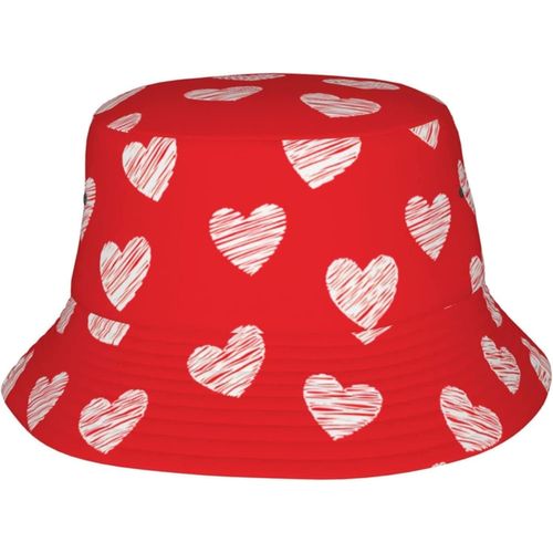 Chapeaux Seau En Forme De C¿Urs Pour La Saint-Valentin, Casquette De Soleil Tendance, Chapeau De Pêcheur D'extérieur Pliable Pour Femmes Et Hommes, Noir