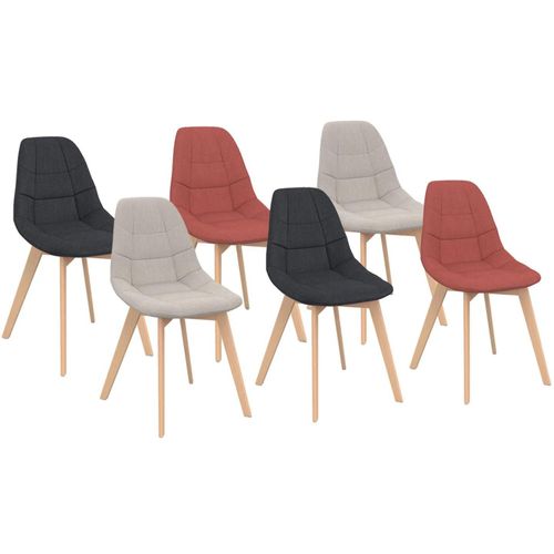 Lot De 6 Chaises Scandinaves Gaby Mix Color Gris Foncé X2, Terracotta X2, Beige X2 Pour Salle À Manger