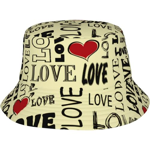 Chapeaux De Seau D'amour, Casquette De Soleil À La Mode, Chapeau De Pêcheur D'extérieur Pliable Pour Femmes Et Hommes, Noir