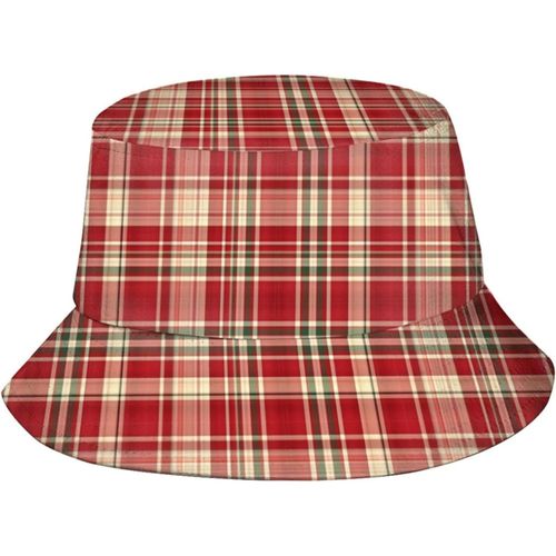 Chapeaux Seau À Carreaux De Noël, Casquette De Soleil À La Mode, Chapeau De Pêcheur D'extérieur Pliable Pour Femmes Et Hommes, Noir