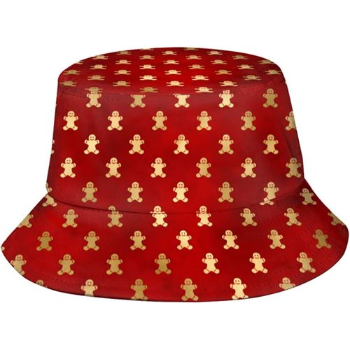 Chapeaux Seau En Pain D'épice Rouge Et Doré, Casquette De Soleil À La Mode, Chapeau De Pêcheur D'extérieur Pliable Pour Femmes Et Hommes