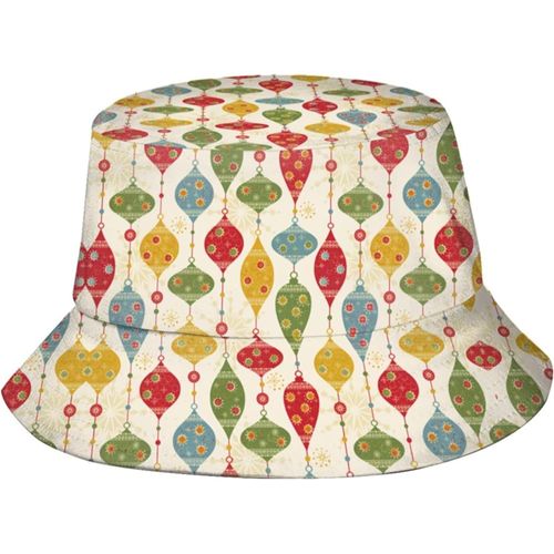 Chapeaux Seau À Motif Rétro Pour Vacances, Fête De Noël, Casquette De Soleil À La Mode, Chapeau De Pêcheur D'extérieur Pliable Pour Femmes Et Hommes, Noir