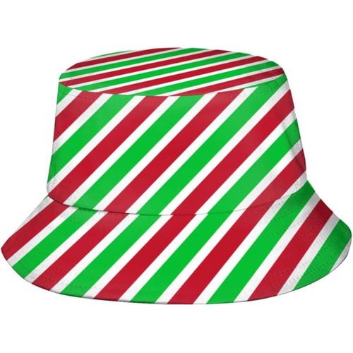 Chapeaux Seau À Rayures Rouges Et Vertes, Casquette De Soleil À La Mode, Chapeau De Pêcheur D'extérieur Pliable Pour Femmes Et Hommes