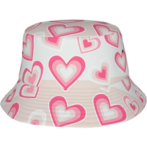 Chapeaux Seau En Forme De C¿Urs Pastel Pour La Saint-Valentin, Casquette De Soleil Tendance, Chapeau De Pêcheur D'extérieur Pliable Pour Femmes Et Hommes, Noir