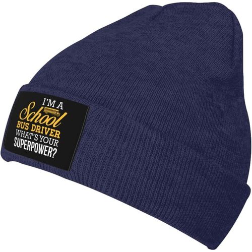 Je Suis Chauffeur De Bus Scolaire, Quelle Est Votre Superpuissance Bonnet Tricoté Unisexe Hiver Chaud Bonnet Tricoté Noir
