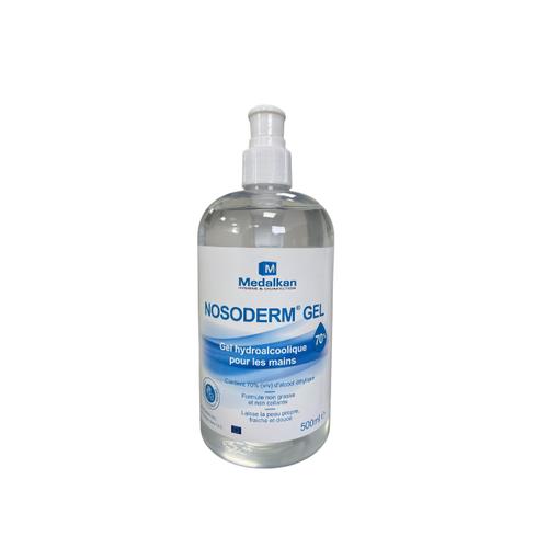 Gel Hydroalcoolique 500 Ml - Nosoderm Medalkan 70% - Désinfectant Doux Pour Les Mains - Sans Rinçage - Flacon Avec Pompe 