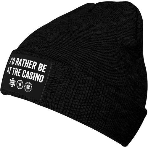 Je Préfère Être Au Casino Bonnet Unisexe Hiver Chaud Bonnet Tricoté Noir