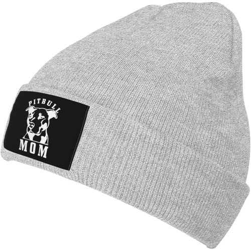 Pitbull Mom Knit Hat Unisexe Hiver Chaud Bonnet Tricoté Noir
