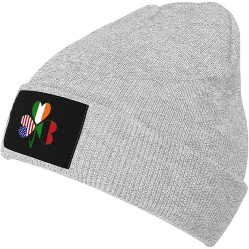 Bonnet En Tricot Italien Irlandais Américain Shamrock Unisexe, Chapeau Tricoté Chaud D'hiver Noir