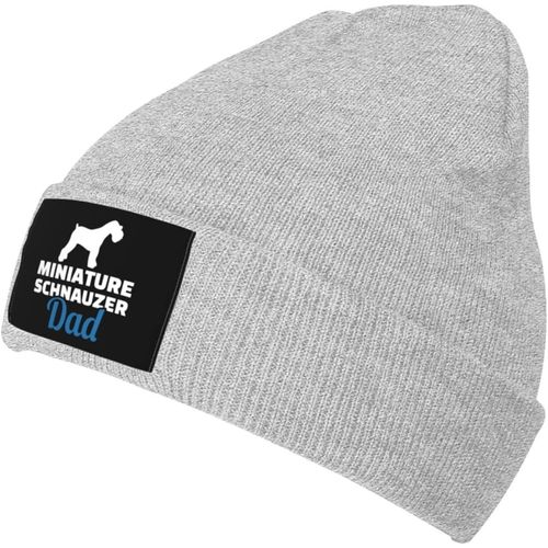 Bonnet En Tricot Pour Papa Schnauzer Miniature, Unisexe, Chaud D'hiver, Chapeau Tricoté Noir