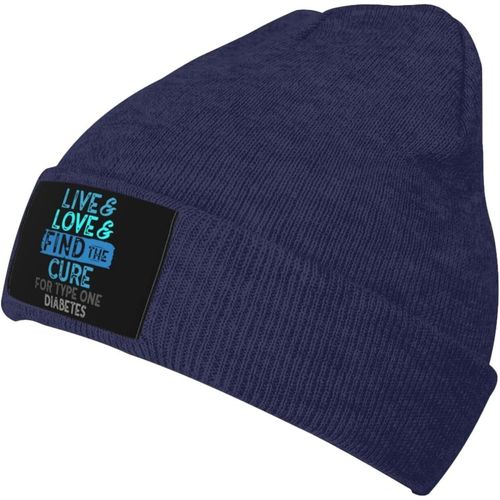 Live Love Find The Cure For Type One Bonnet Unisexe En Tricot Chaud Pour L'hiver Noir
