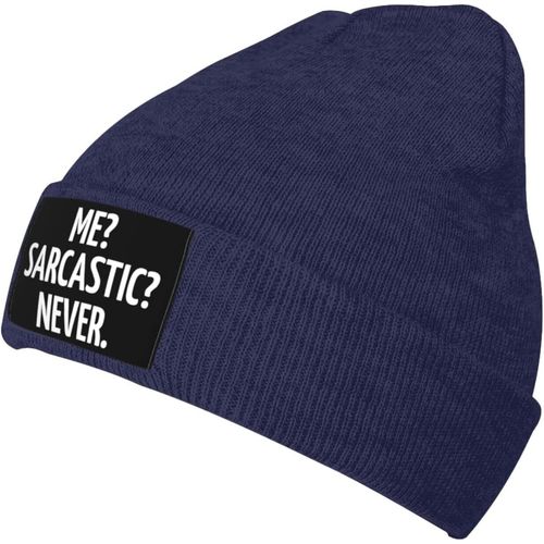 Me Sarcastic Never Knit Cap Unisexe Hiver Chaud Bonnet Tricoté Noir