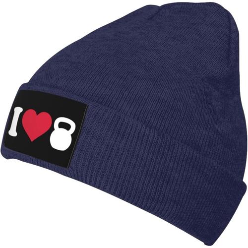 I Love Kettlebell Bonnet Tricoté Unisexe Chaud D'hiver Noir