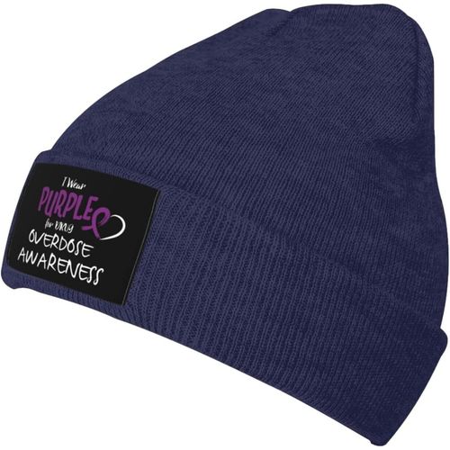 Je Porte Du Violet Pour La Sensibilisation Aux Surdoses De Drogues, Bonnet Tricoté Unisexe, Chaud D'hiver, Noir