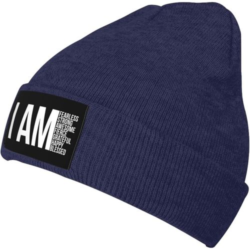 Je Suis Intrépide, Je Suis Fort, Je Suis Béni Bonnet Unisexe Hiver Chaud Tricoté Chapeau Noir