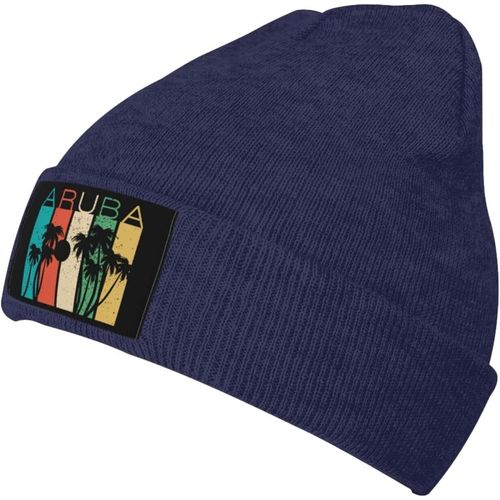 Aruba Souvenir Knit Cap Unisexe Hiver Chaud Bonnet Tricoté Noir