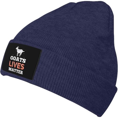Goat Lives Matter Bonnet Tricoté Unisexe Pour L'hiver Chaud Noir
