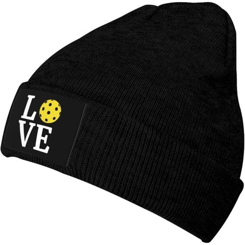 Love Pickleball Bonnet Tricoté Unisexe Hiver Chaud Bonnet Tricoté Noir