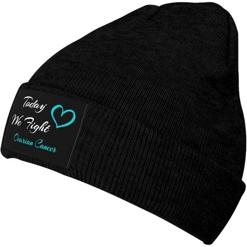 Cancer De L'ovaire Aujourd'hui, Nous Combattons Le Bonnet Tricoté Unisexe, Chapeau Tricoté Chaud D'hiver Noir